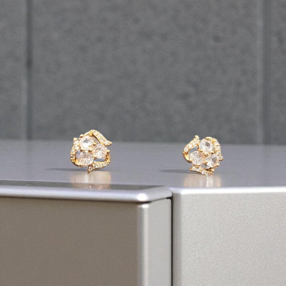 Elegant Daily & Party Wear Jewelry for Women Gold-Plated Floral Crystal Stud Ear